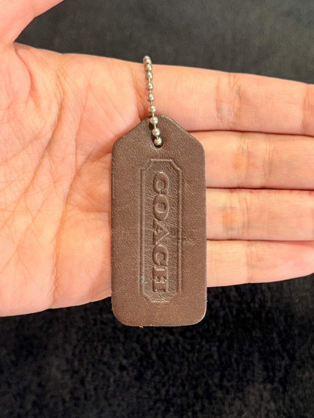 2.25" Vintage Coach Leather Key Fob Keychain Hangtag